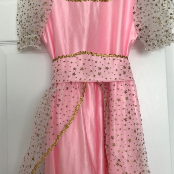 Pretty Princess Costume Dress Girls M Size 8-10 With Belt Pink Gold Stars - Picture 4 of 8